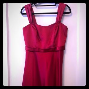 Satin Wide Strap Tea Length Dress, Size 4